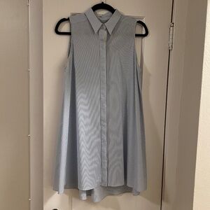 Alice + Olivia Blue and White Striped Cotton Sleeveless Dress